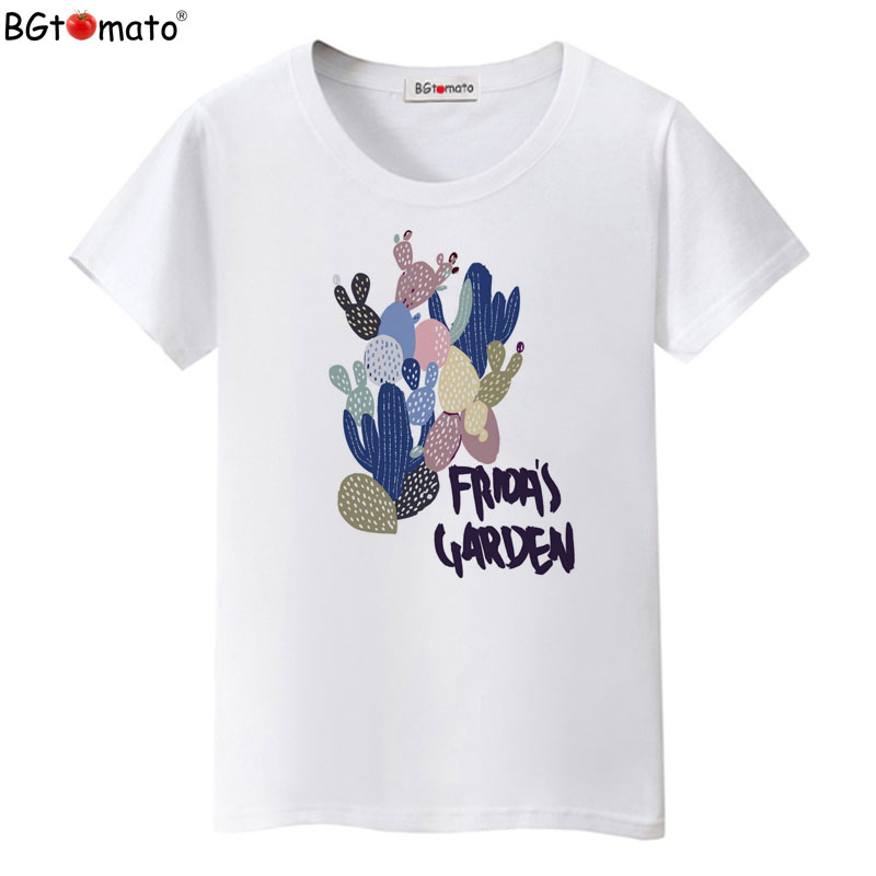 BGtomato Нов стил цртан филм кактус маици Лето кул облека на жените Супер мода креативни кошули Топла продажба