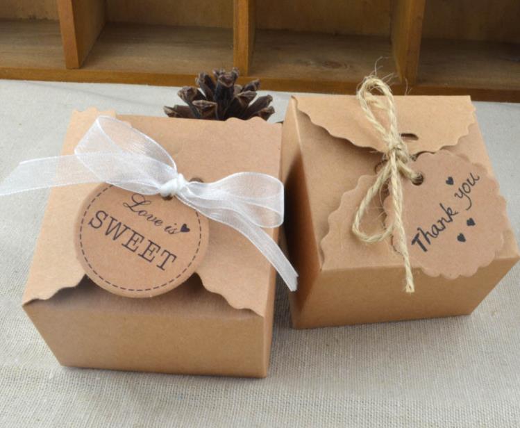 Браун Kraft Хартија Кутија Партија Подарок Свадба Фаворизира Бонбони рачно изработени Сапун Накит Пакување,