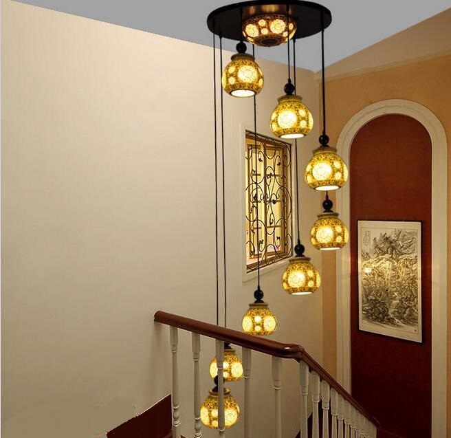 Скалите светла Кинески стил керамички pendant светилка дневна соба декорација осветлување вила дневна соба