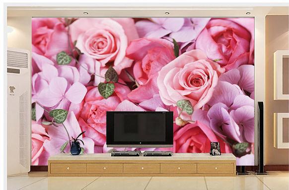 Бесплатно купување во 2015 година Нови не-плетени Розови рози позадина ѕид mural ТВ поставување на ѕид хартија