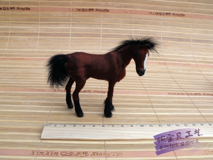 мала симпатична симулација кафеав коњ играчка полиетилен&furs мини коњ модел подарок за 10x5x9cm 1980