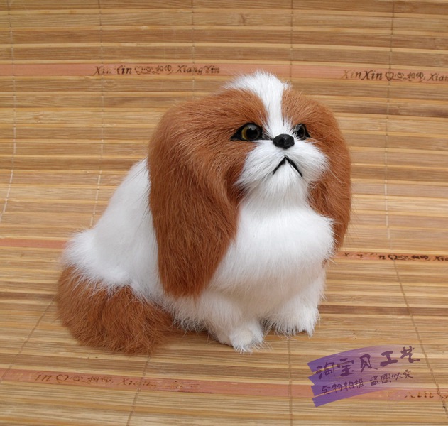 мала симпатична симулација куче играчка полиетилен & furs жолта уши куче кукла подарок за 13x11x11cm 1836