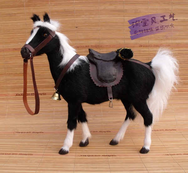симулација на balck војна коњ играчка полиетилен&furs нови крвни коњ со седло подарок за 28x10x26cm 1951 година