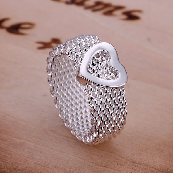 JZR043 трговија на Големо позлатен сребрен прстен, Фабрика цена тренди модни 925 печат накит, Мрежа Срцето
