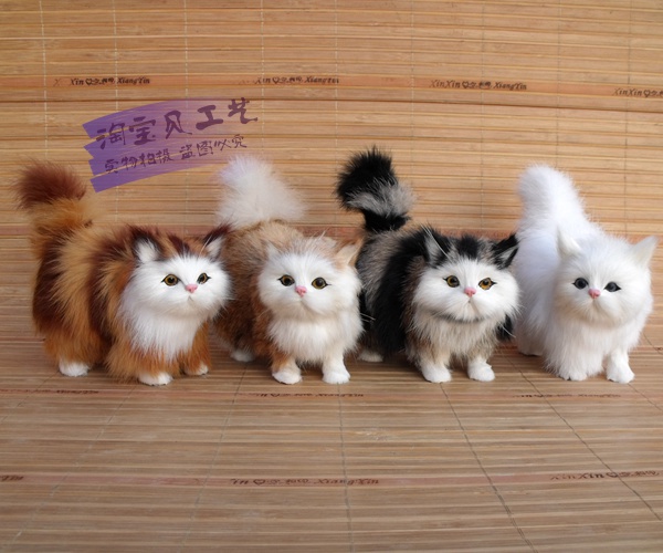 4 различни парчиња симулација среќа мачка играчки polytene&крзно симпатична мачка модели подарок за 12x6x12cm 2203