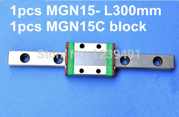 1pcs MGN15 - L300mm линеарна железнички + 1pcs MGN15C превоз