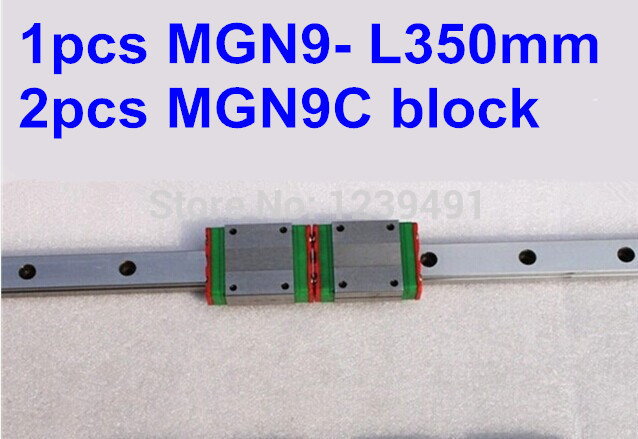 1pcs 9mm линеарна железнички водич MGN9 350mm со 2pcs мини MGN9C линеарни блок