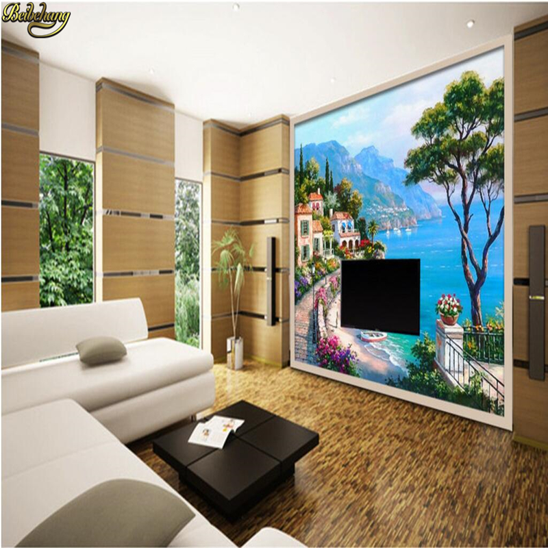 beibehang Медитеранскиот крајбрежен градина ѕид трудови дома декор Луксузни ѕид mural de papel parede фото