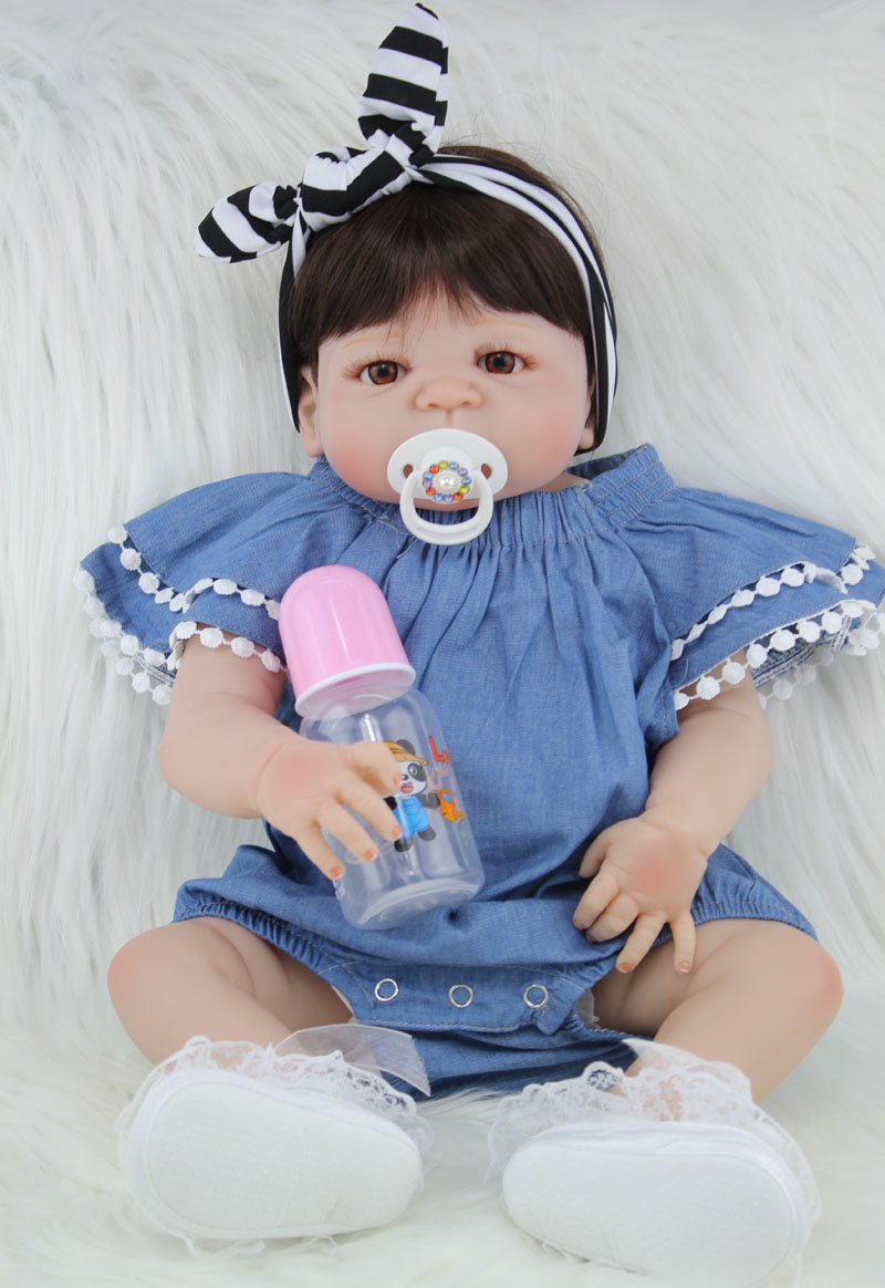 NPKCOLLECTION 55cm Целосна Силикони Тело Раѓа Бебе Кукла Играчка Како Вистински 22inch Новороденото Девојче