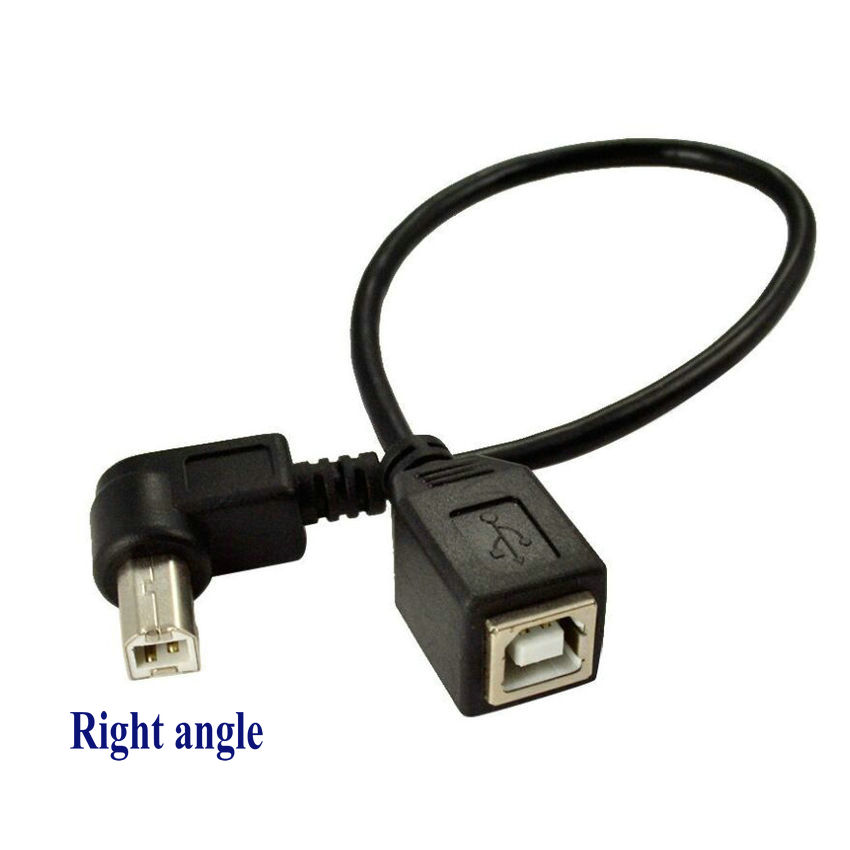 5pcs 90 степени десна / Лева аглеста USB B Машки да се Женски Панел Планината продолжување кабел за принтер