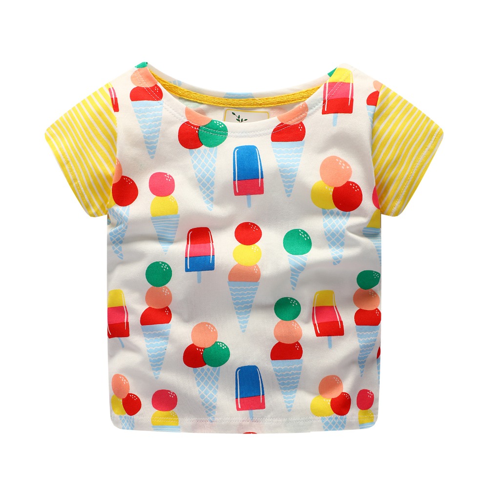 децата девојки т кошула детска облека лето кратко sleeve печати сладолед памук т кошули за бебе девојки