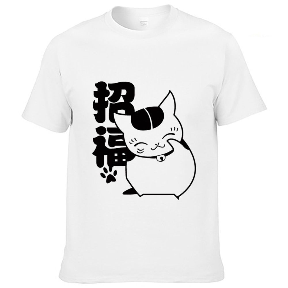 2018 Лето O-Вратот Tee Кошула Natsume Yuujinchou Наставник Мачка Среќа Т-маица Мода Cosplay Среќен Yohe Топла