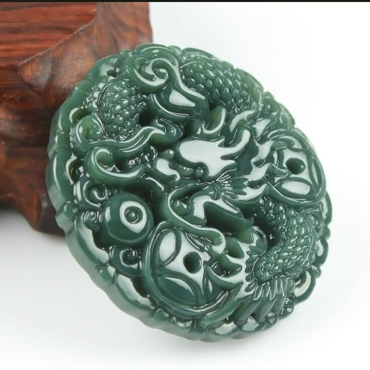 Природни hetian jade QINGYU XinJinag Змеј бренд мажите jade pendant