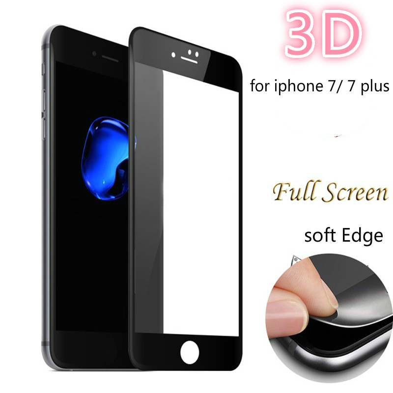 За iPhone 7 3D мека Работ Целосно Покривање Калено Стакло за iPhone 7 Екран Заштитник Заштитна Фолија стакло за iPhone 7 плус