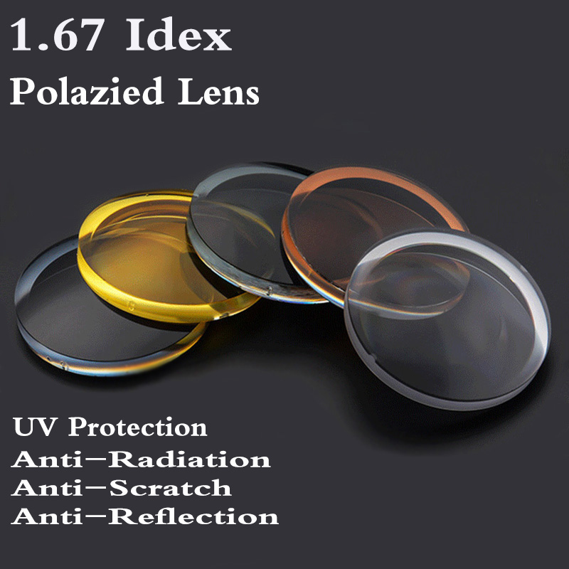 1.67 Индекс Aspheric Поларизирани очила за сонце Рецепт Леќа CR-39 Myopia Presbyopia УВ Заштита од Сонце Очила
