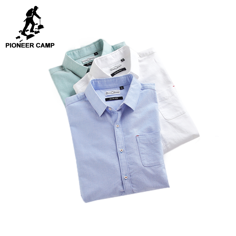 Пионер Камп нови есенски оксфорд секојдневен кошула мажите бренд облека едноставна социјална кошула машки врвен квалитет памук ACC705118