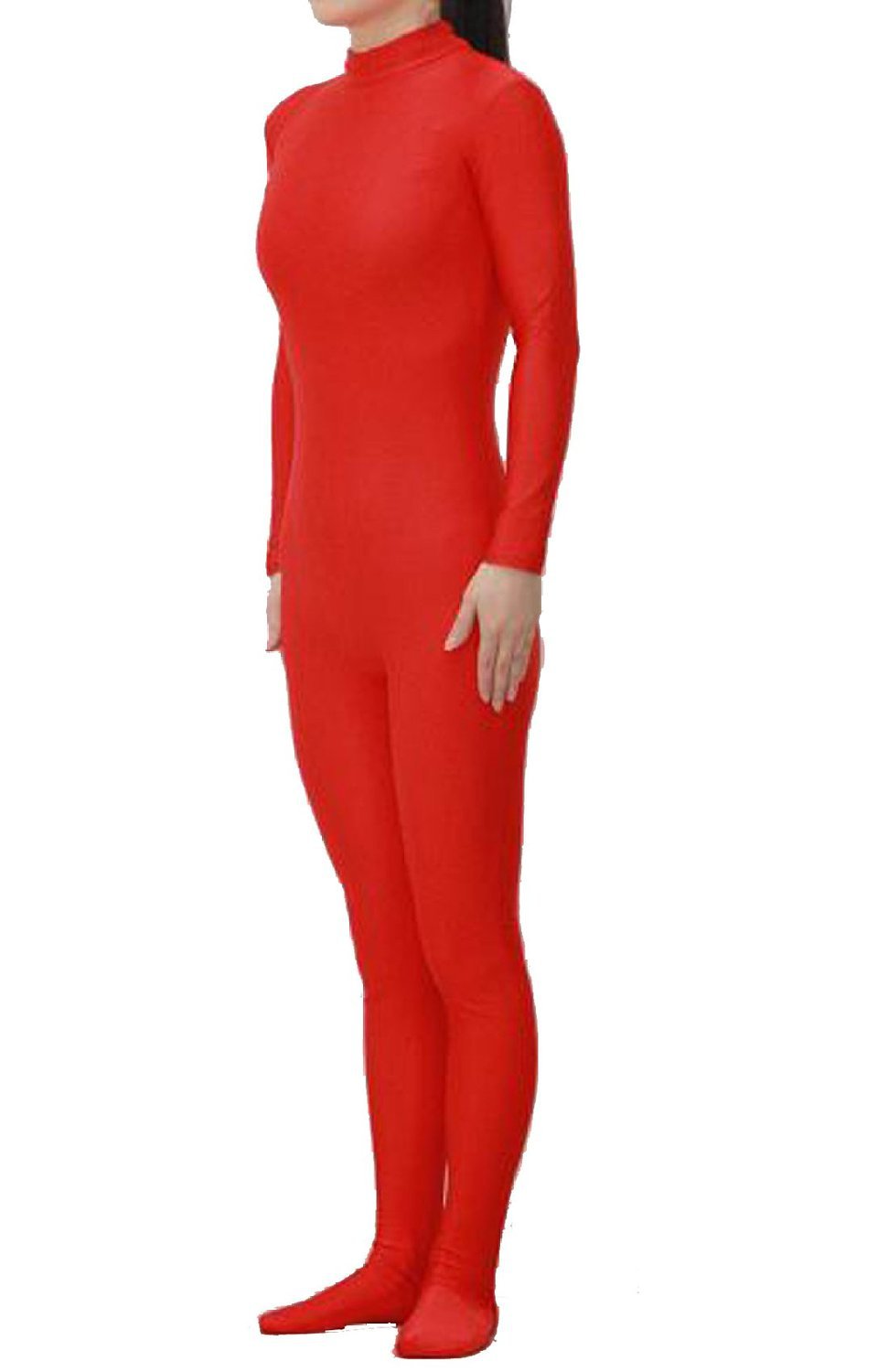 Секси црвена Унисекс Lycra Spandex Zentai Dancewear Catsuit без Худ ноќта на Вештерките Партија Cosplay Zentai одговараат на
