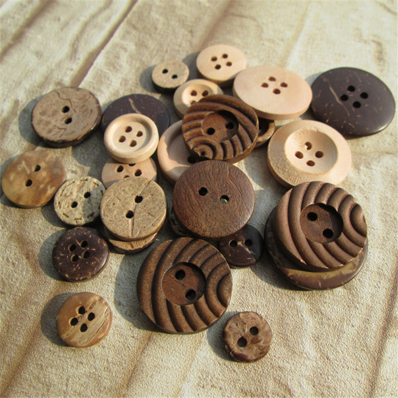 Рачно изработени diy додатоци еко-пријателски волна копчето кокос копчето за детска облека декорација копчето