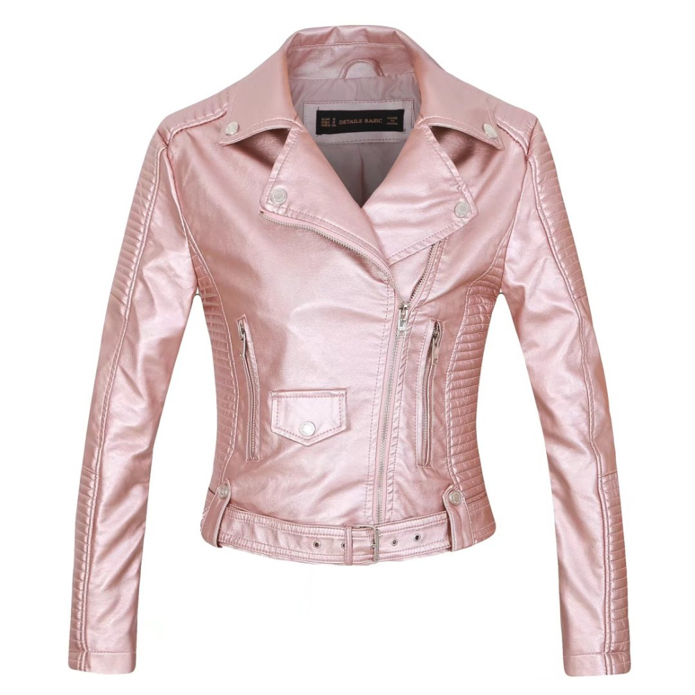 Жените faux кожна јакна casacos долг ракав СТП грб црна, сребрена розово вино црвено бели S-XL мотоцикл biker jacket капка брод