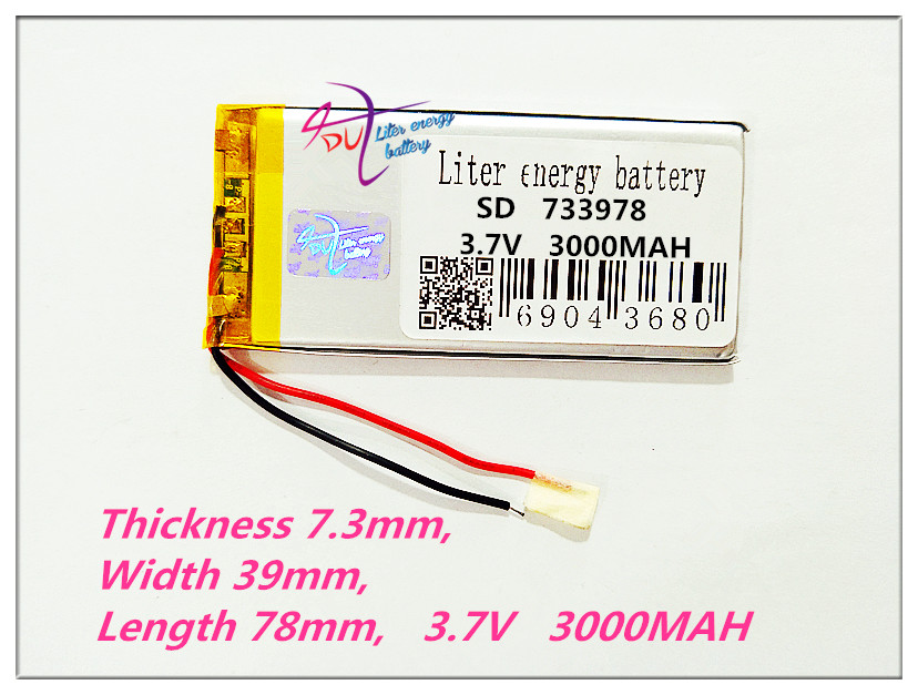 733978 3.7 V 3000MAH Литиум полимер Батерија 704090 MP3 MP4 MP5 DVD GPS LED светла акумулатори 754090