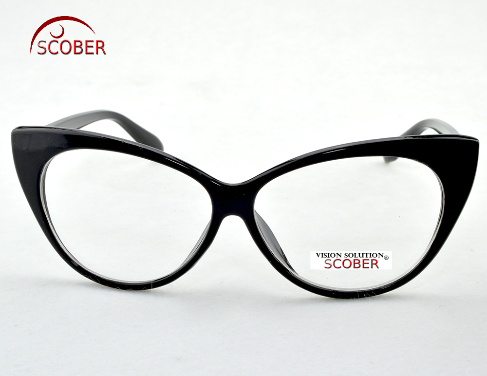 = SCOBER = Мода Мачка Очи Читање очила Црна И Црвена Рамка на Анти-замор Обложени Леќи на Случај Со +1 +1.5