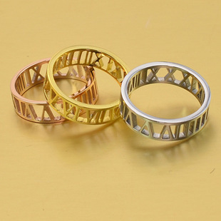 Нови 316l не ' рѓосувачки stell шупливи римски numerals прстени за жените anelli, злато боја прстен bague femme