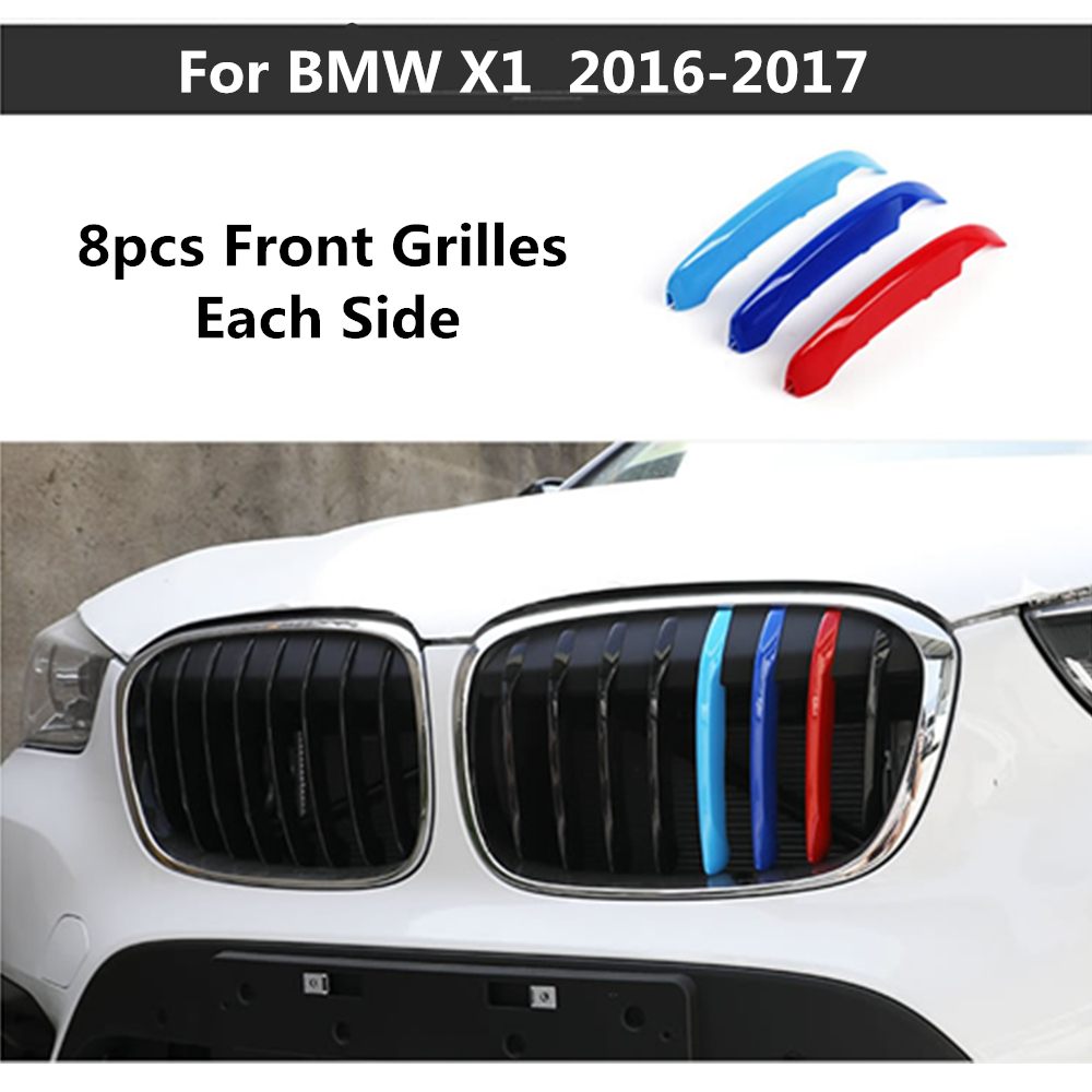 За BMW X1 F48 8 Grilles -2017 3D М Стил Предната Решетка Трим motorsport Ленти скара Покрие перформанси