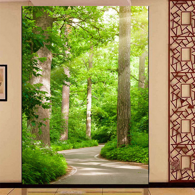 Фото Позадина 3D Зелени Шумски Пат Mural Дневна Соба Хотел Влезот Позадина Ѕид Покривање Mural Ѕид Трудови