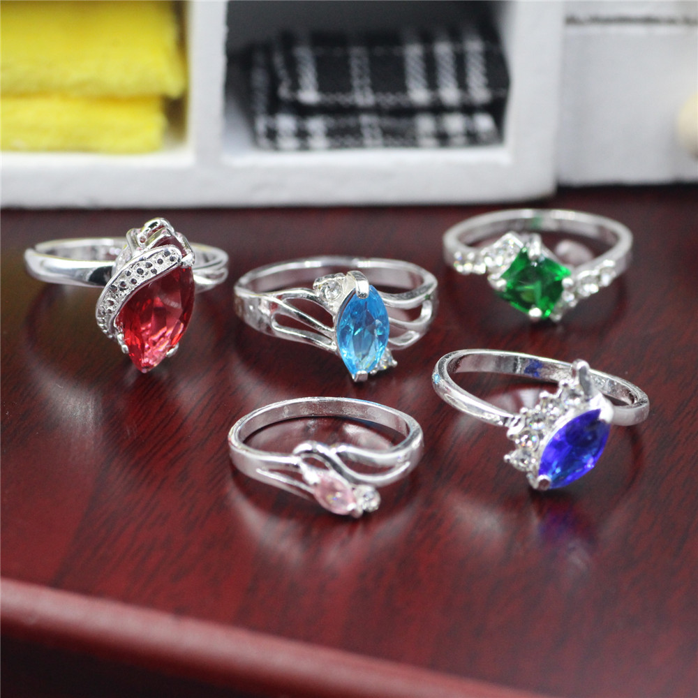 5pcs/заливи 925 sterling silver пломба циркон прстен Роденденски подарок Јужна Кореја красат член карактер
