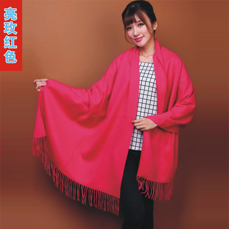 До 2015 Нова Мода Беж Кинески Жени на Модата Волна Pashmina Шамија Кашмир Shawl Tassels Заврши Солидна