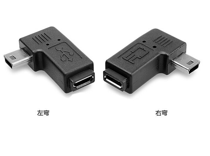 Голема-П 10pcs 90 степени лево / десно аглеста МИНИ USB машки да MICRO USB женски Податоци sync АДАПТЕР