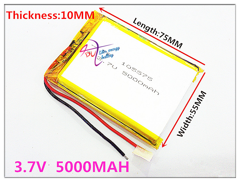 105575 3.7 V 5000MAH Литиум Полимер LiPo Батерија За GPS PSP DVD ПОДЛОГА Е-книга таблет компјутер, лаптоп моќ