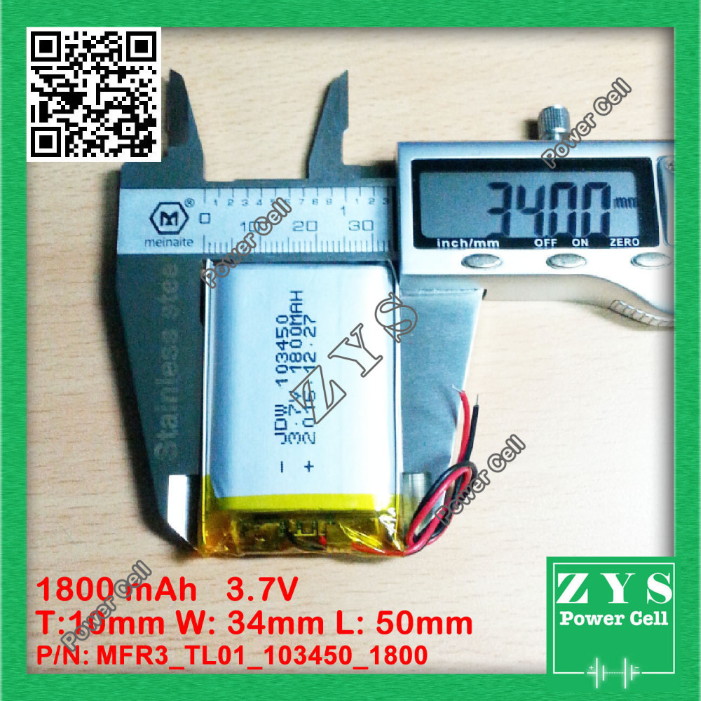3.7 V 1800mAh батеријата Литиум Полимер LiPo Акумулатори 103450 За Mp3, GPS PSP мобилен телефон моќ банка електронски