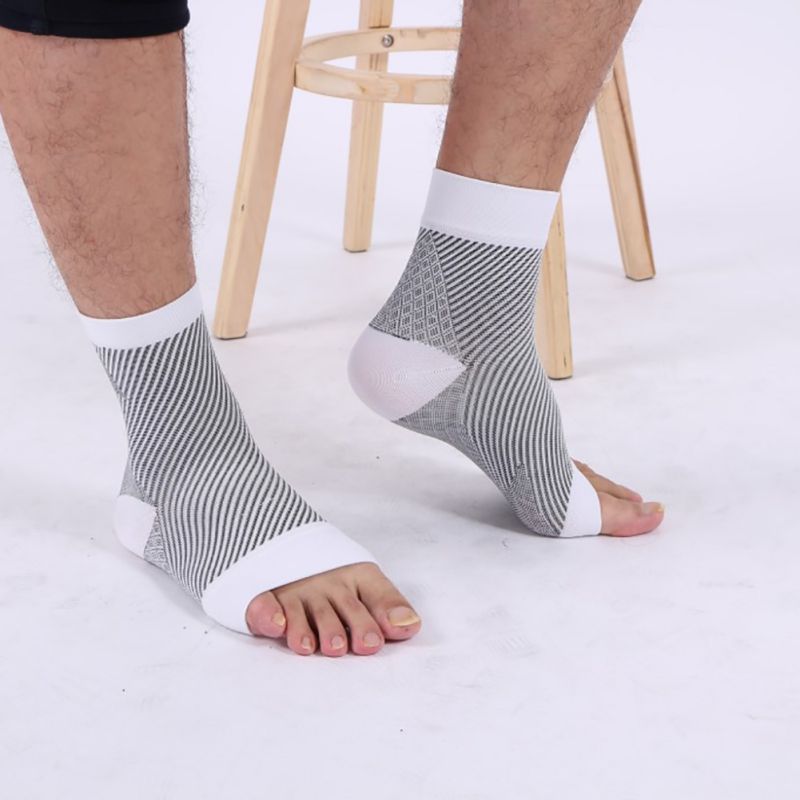 Отворено Чорапи Жени Мажи Компресија Спортски Чорапи Против Замор Лак Пета Plantar Олеснување Црно Бели Бои