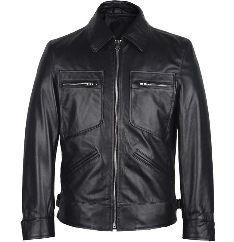 нова пролет 2018 мажите вистински овча кожа палто мотор & biker jacket за машки црна плус големи голема големина