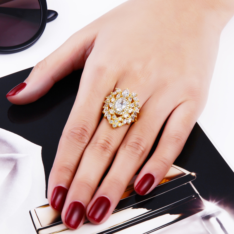 Нова мода Прстени поставување кубни циркон прст Прстен висок квалитет Партија прстени за жените Бесплатна испорака