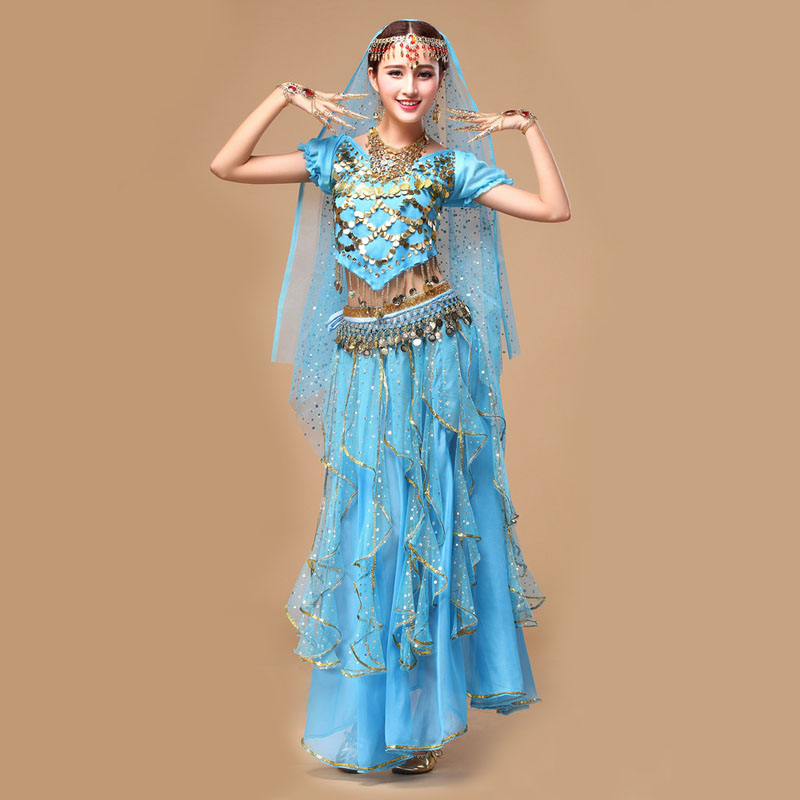 Новата Дама Стомак Танц Костим Женска Стомакот Танцување Костим Bollywood Костим Индискиот Фустан Стомак танц Облечи 5PCS/Set 6 Бои