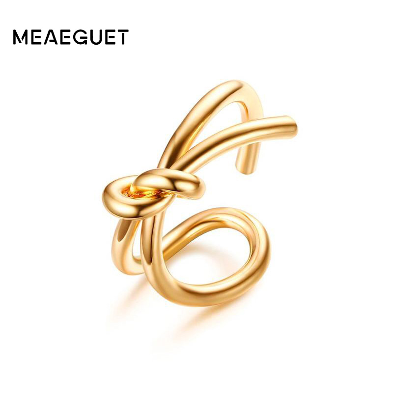 Meaeguet Злато-боја Нерегуларни Јазол Прстен За Жените од не ' Рѓосувачки Челик Панк Партија Зглоб Накит Anel