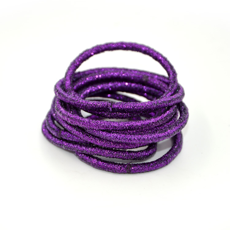 50PCS 4mm Темно Виолетова сјајот еластична венчиња конска опашка на сопствениците, со лепење конекција,bling