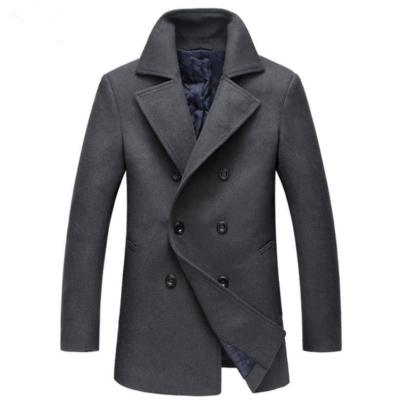 нов оглас есен и зима и топло, мажите волна јакна бизнис Бренд јакна машки капут Тенок долг дел Overcoat Бизнис