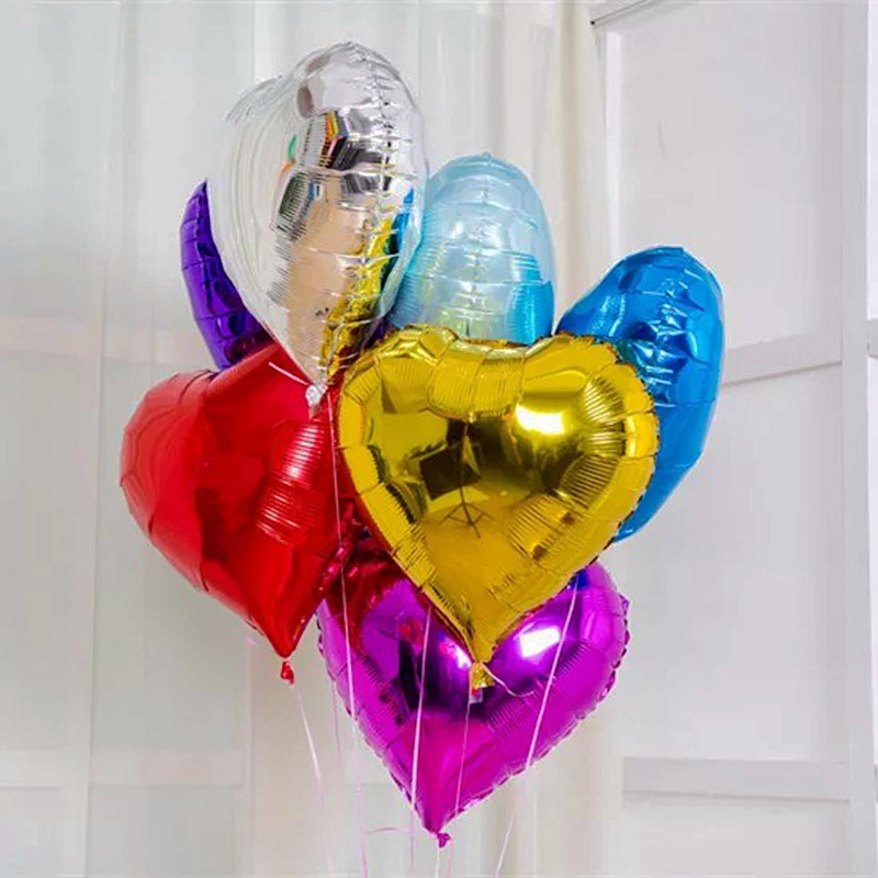 5pcs 10inch Воздух Ballons Настан Балони Срце Облик Фолија Балон Голема љубов свадба Среќен Роденден Декорација