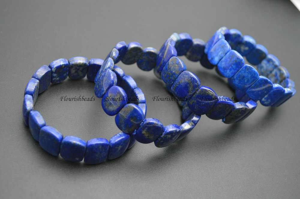 Природни Lapis Lazuli 15mm Ширина Плоштадот Монистра Ткаенината Алка скапоцен камен Хривнија Модата Партија