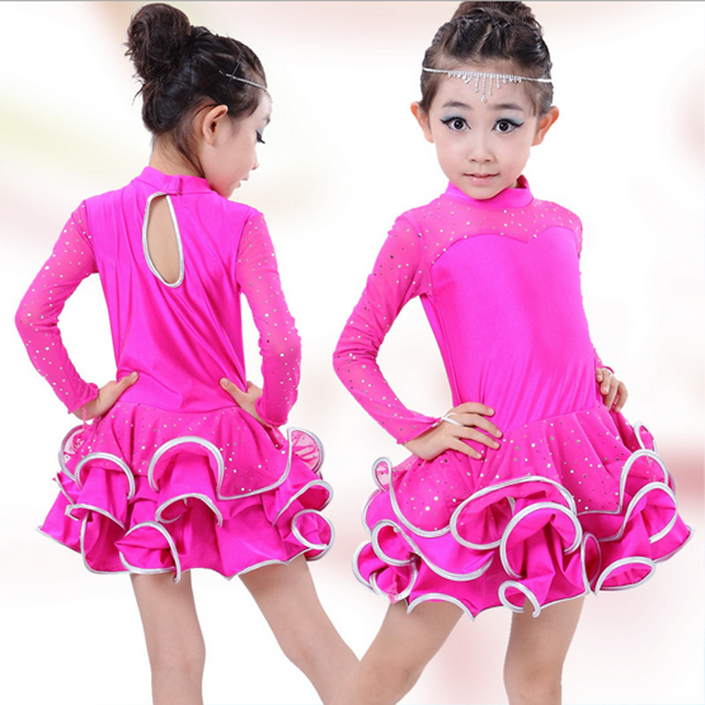 Висок квалитет на Есен и зима децата ballroom фаза облека за девојки латинска танц здолништа со долги ракави
