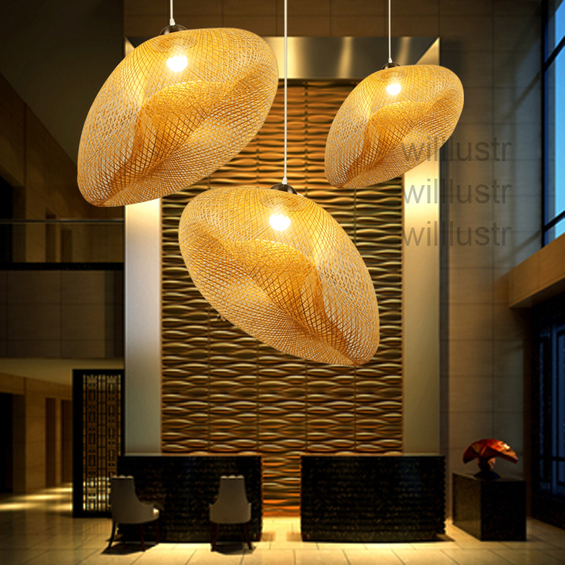 willlustr нерегуларни бамбус pendant светло дрво суспензија светилка Bicorne дизајн осветлување виси светилка
