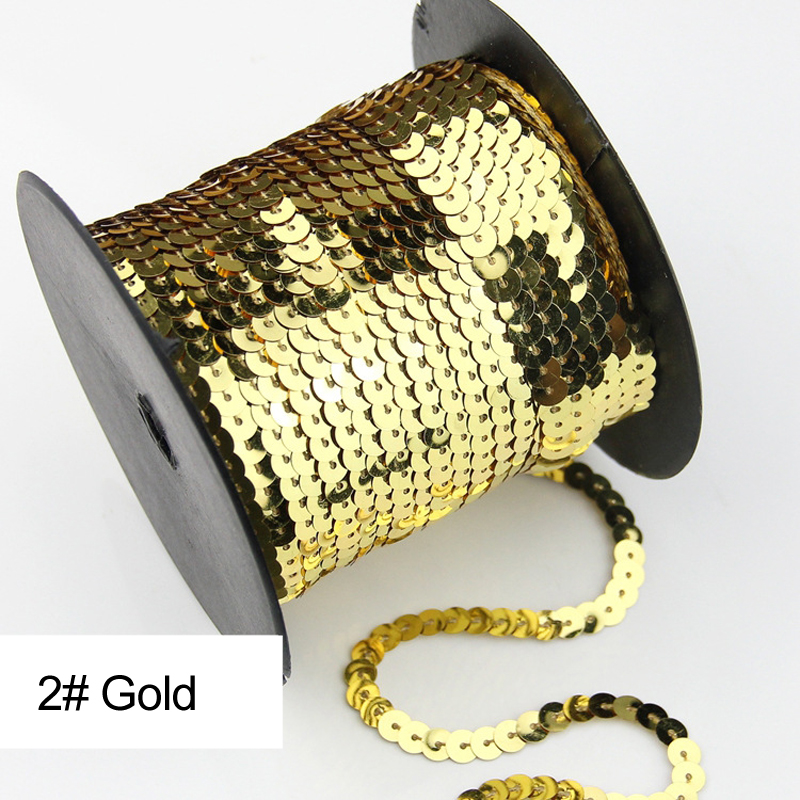 ПВЦ sequins Злато 6mm круг на 20 метри/roll Paillettes шиење на скратува за занаети, Прибор за облека бесплатен превозот