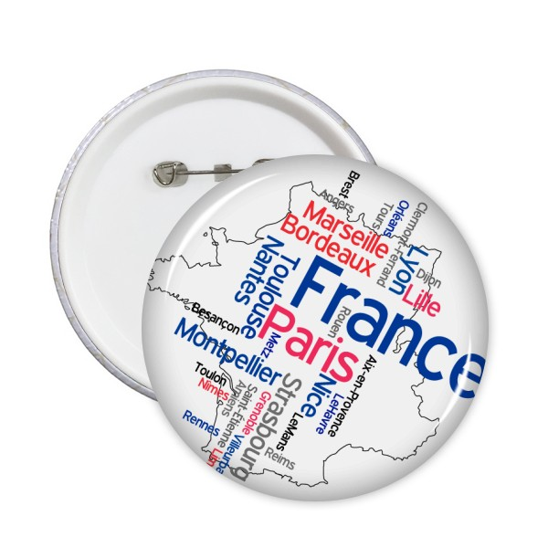5pcs Зборови Град на Франција Марк Ознака за земја Националното Знаме Архитектура Обичај Пејзаж Илустрација Шема Круг Pin Значка Копчето