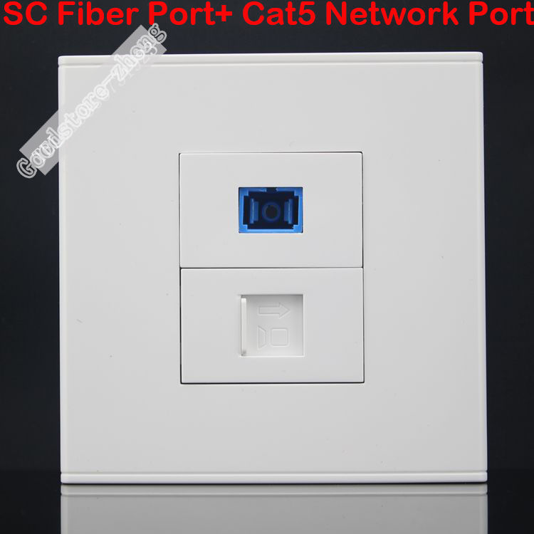 Ѕид Плоча 2 Порти SC Opitcal Влакна Приклучок+ Една RJ45 Cat5e Мрежа LAN Приклучок во Штекер Панел Faceplate
