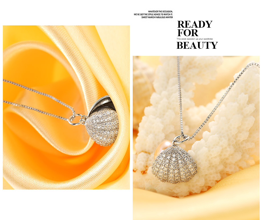 Dainashi нови пристигнување жените школка форма со AAAA светла 925 sterling silver 7-8мм вистински природните слатководни бисер pendant