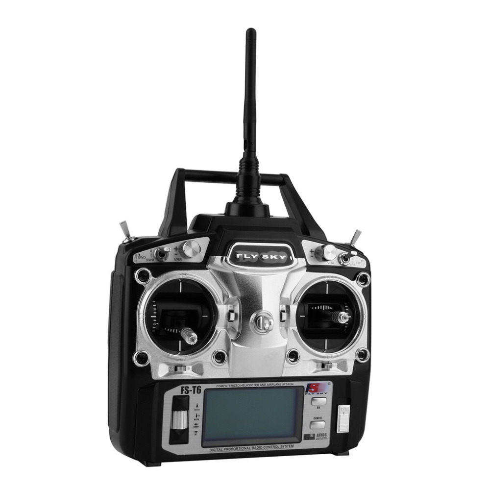 Flysky FS-T6 2.4 GHz 6CH Режим 2 Предавателот и Приемникот R6-Б за РК Quadcopter Хеликоптер Со LED Екран 1