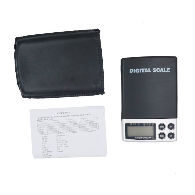 0.01 g 200g LCD џеб Електронски дигитални ваги со мало поле и кожа случај 20% попуст